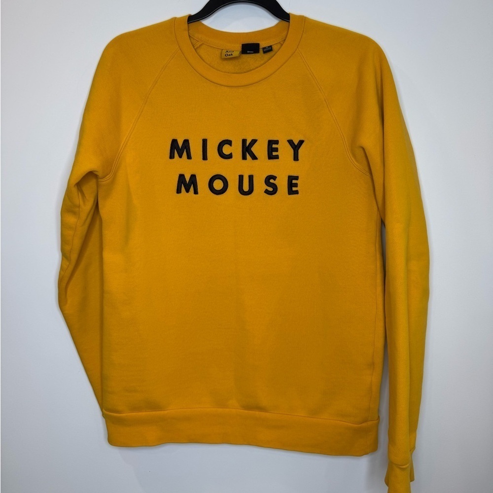 Frank & Oak X Disney Mickey Mouse mustard raglan Sweatshirt Size XS